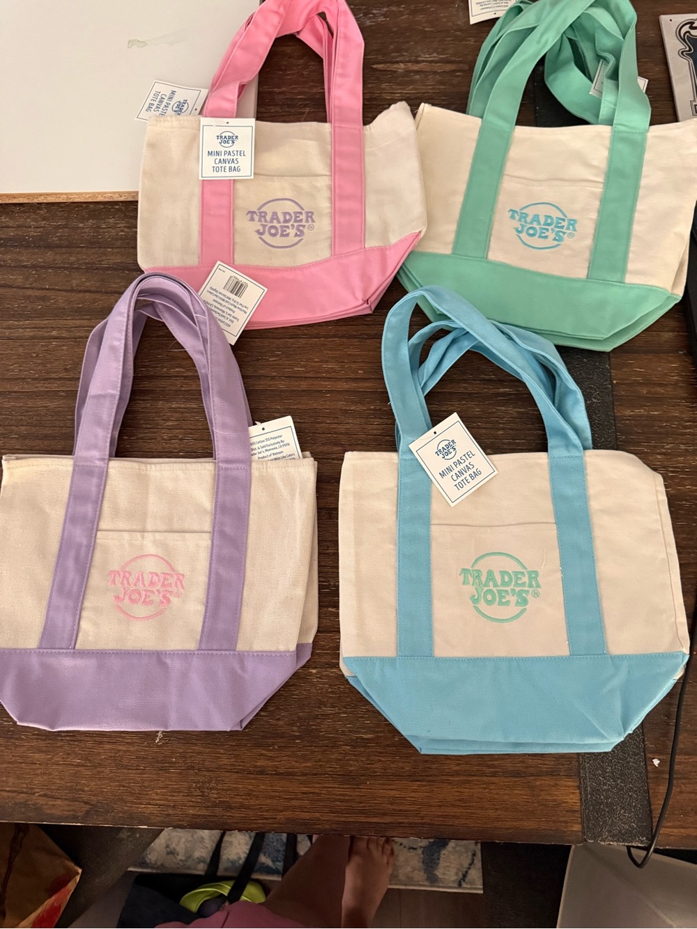 Trader joes’s Pastel Canvas Tote Bag - Pink, Mint, Lavender, Blue Options